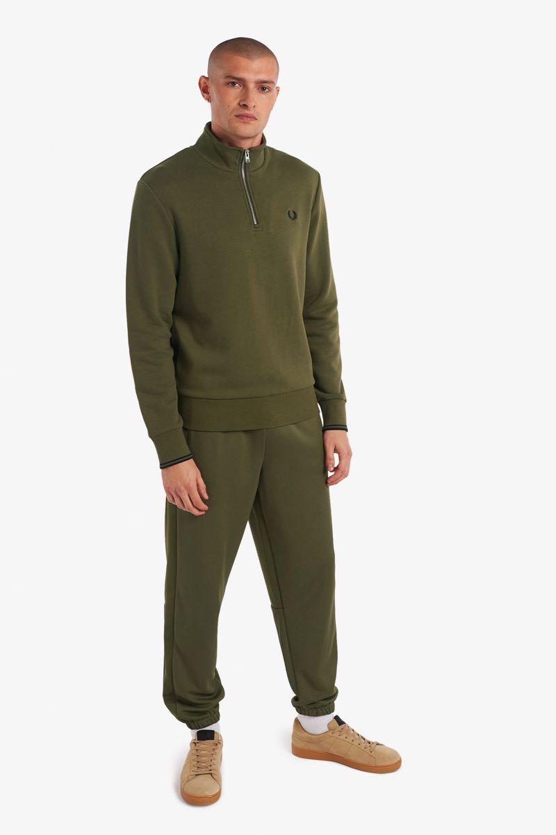 Green Fred Perry Half Zip Men's Sweatshirts | PH 1584KORI